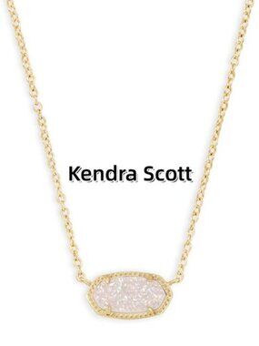 Elisa Gold Pendant Necklace in Iridescent Drusy